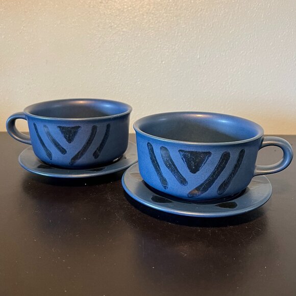 2 Sets of Vintage PFALTZGRAFF Morning Light Pattern Soup Mugs / Bowls w/ Saucers - Picture 1 of 12